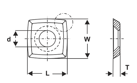 Ножи 4х-сторонние квадратные с радиусом TIGRA